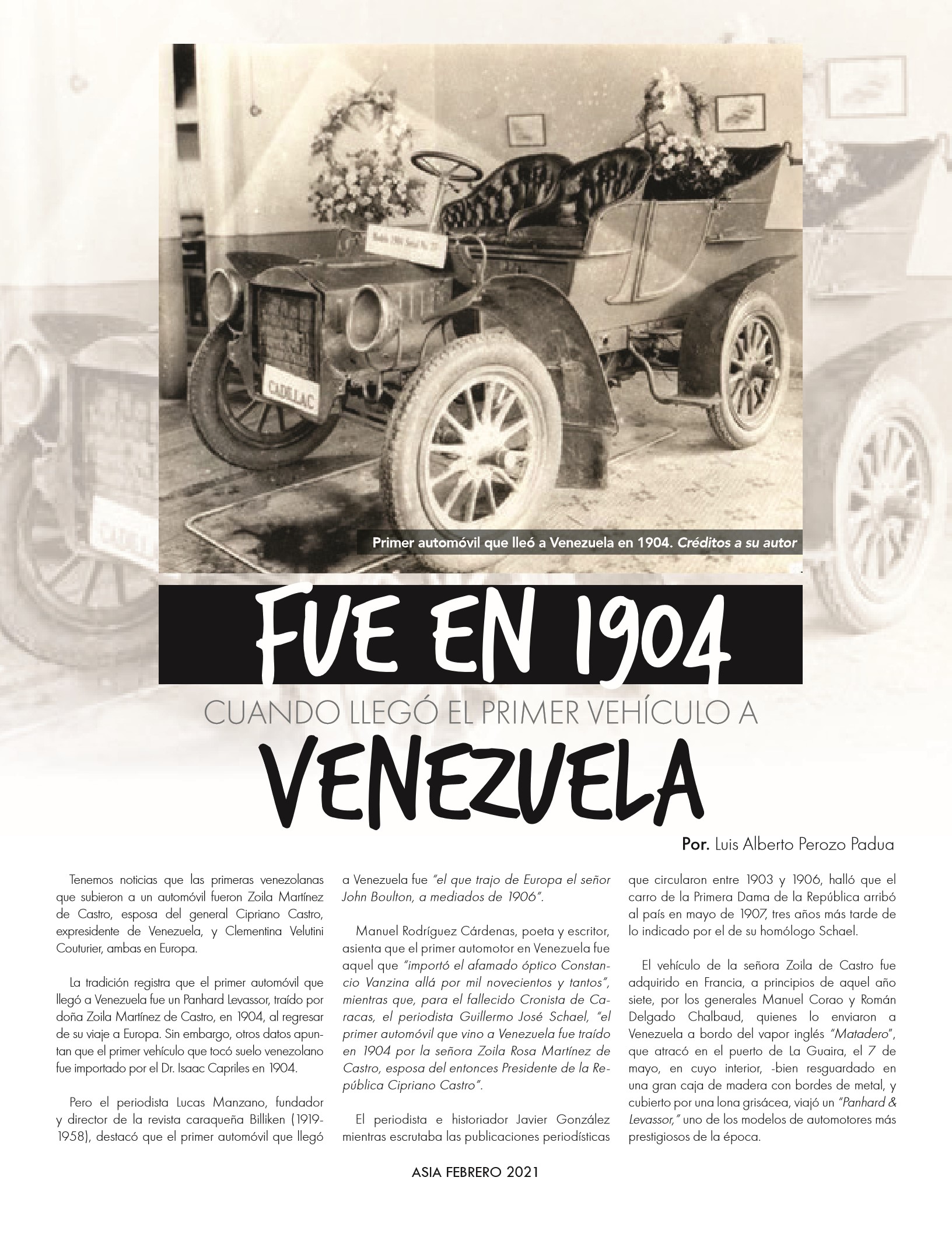 28-REV 15 Fue en 1904 cuando llegó el primer vehículo a Venezuela