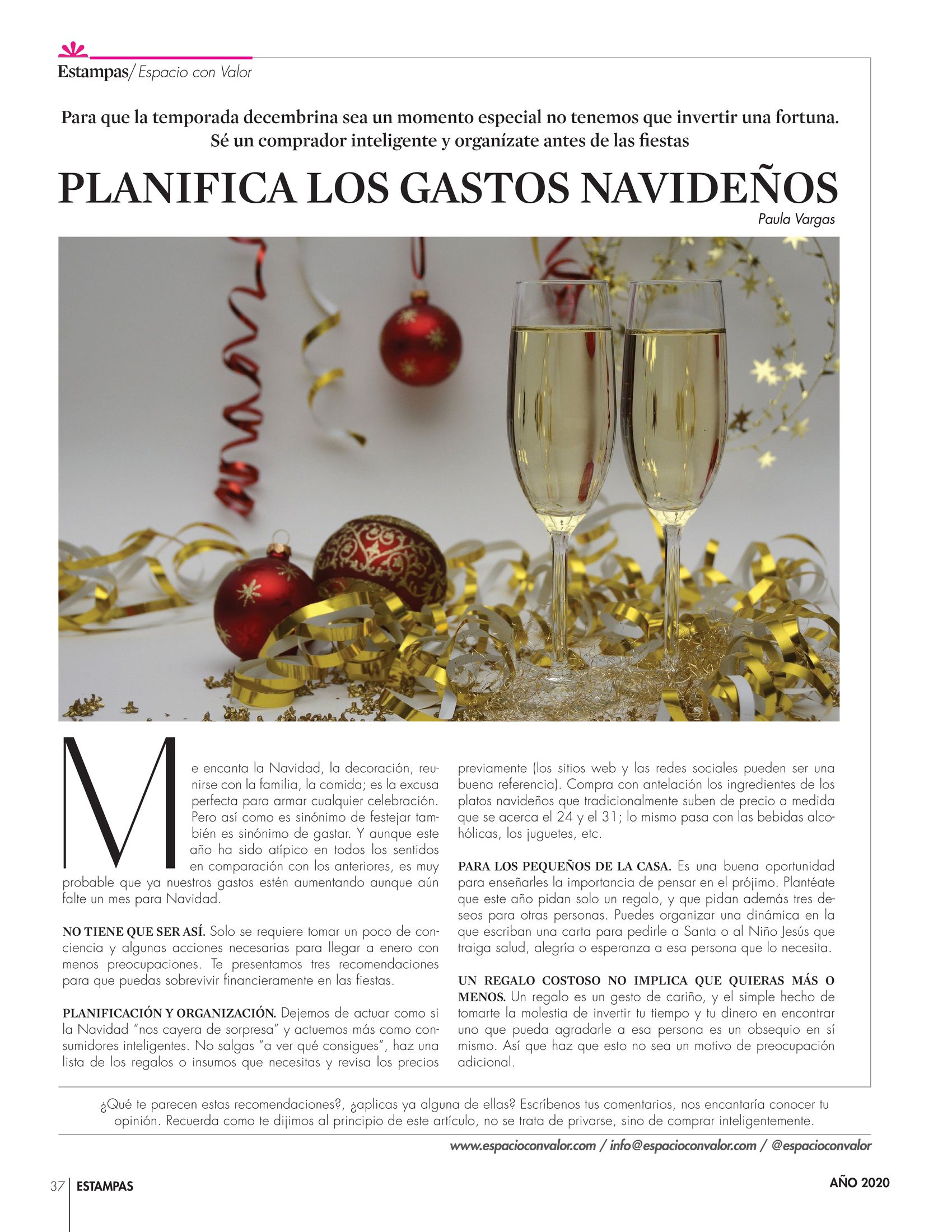 38-REV Lectura Espacio con Valor Paula Vargas  Planifica los gastos navideños