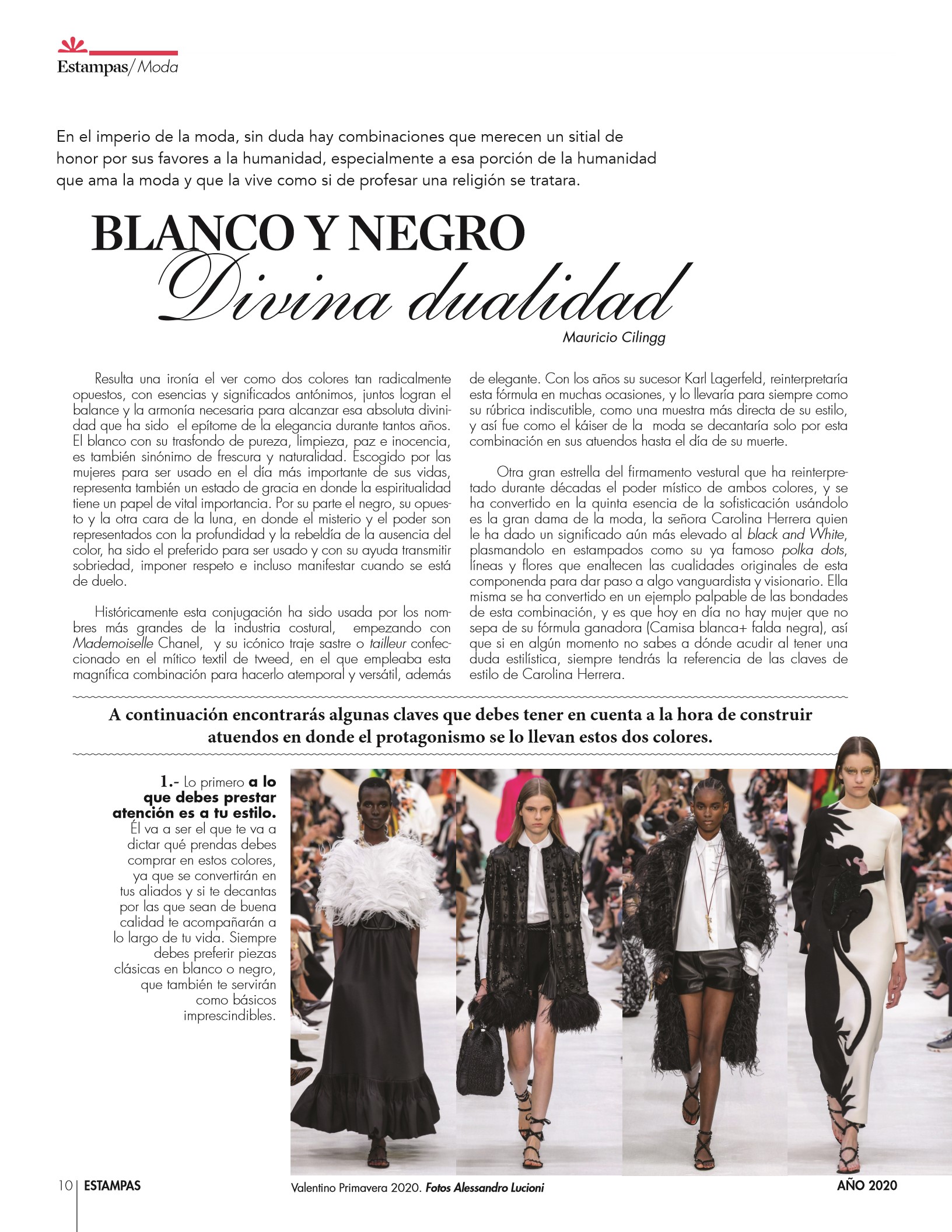 10-REV Moda:  Mauricio Cilingg  - Blanco y negro: Divina dualidad