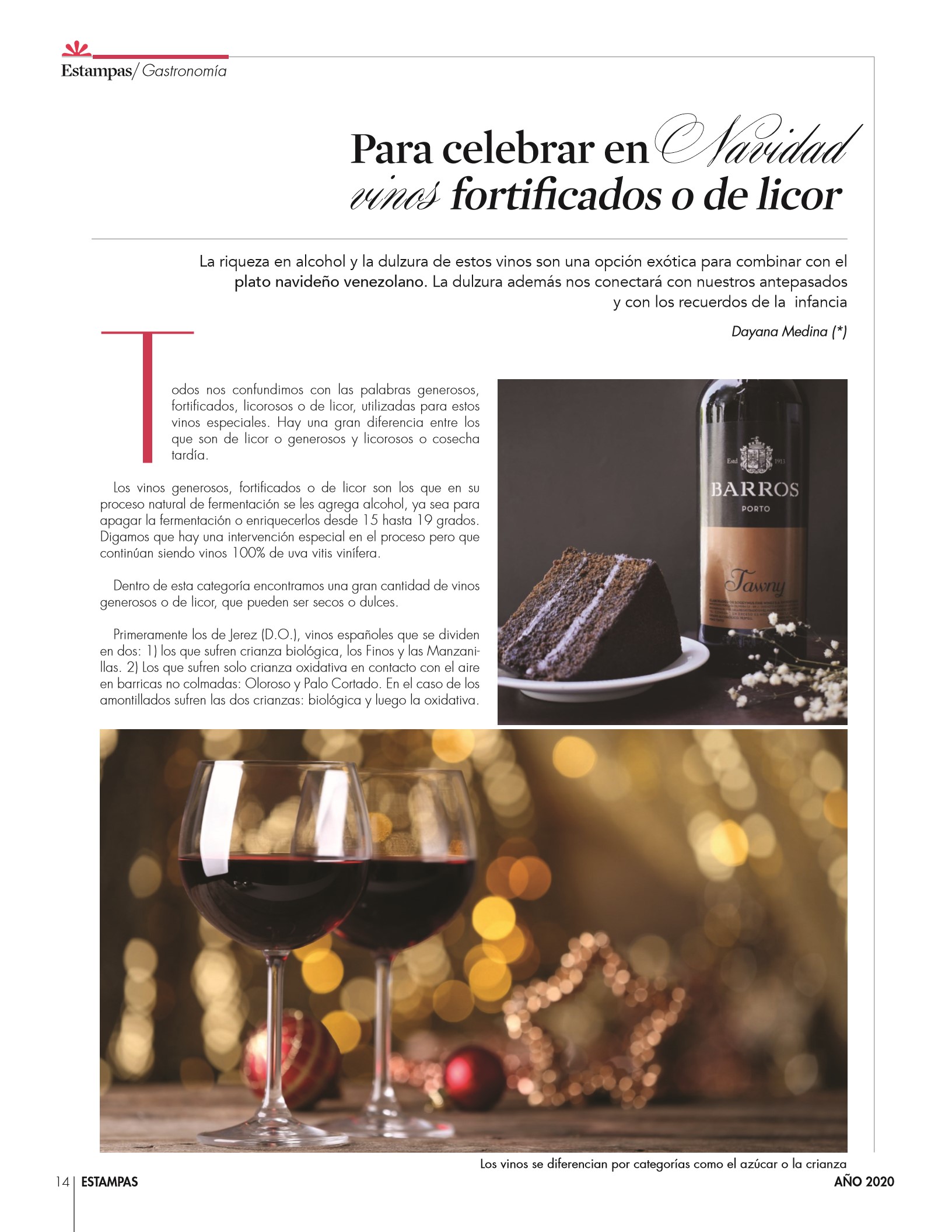 14-REV Gastronomía: Dayana Medina ­ Para celebrar en Navidad: vinos fortificados o de licor