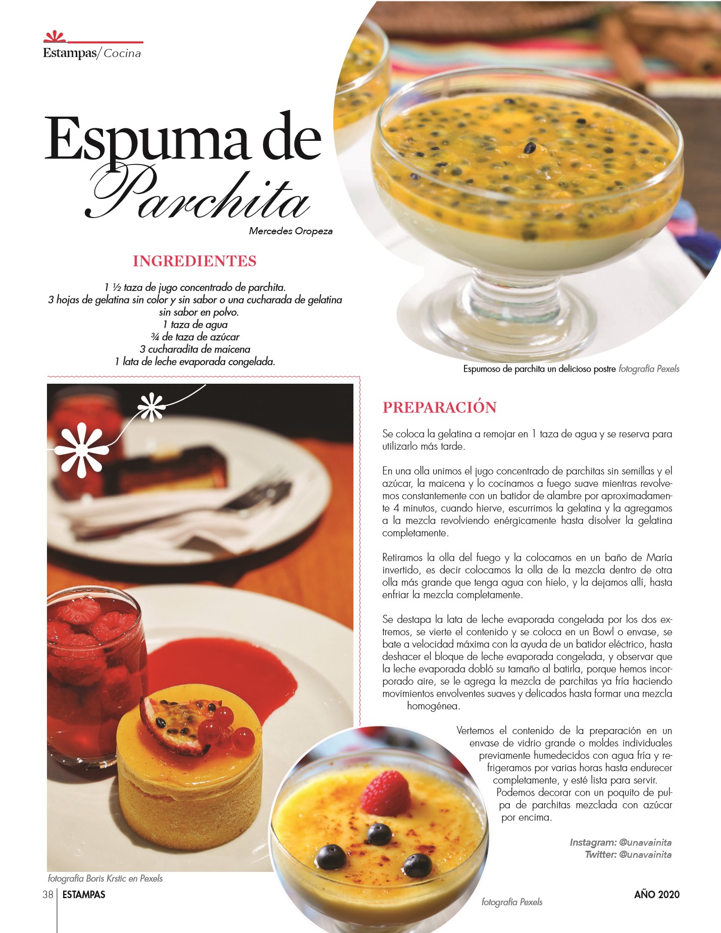 41-REV Gastronomía:   Mercedes Oropeza: Espuma de parchita