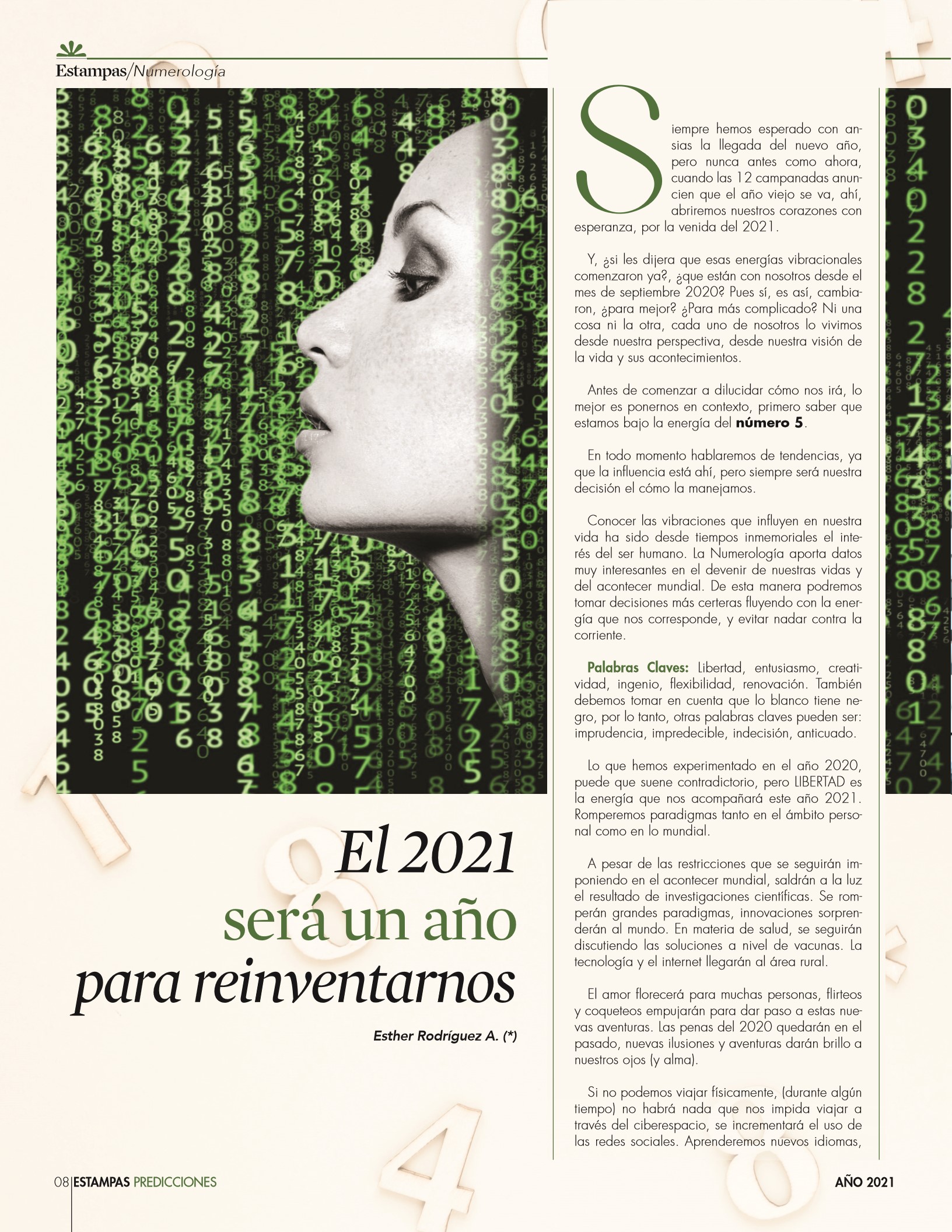 12-REV Esther Rodríguez -  La numerología nos indica que el 2021 será un año para reinventarnos