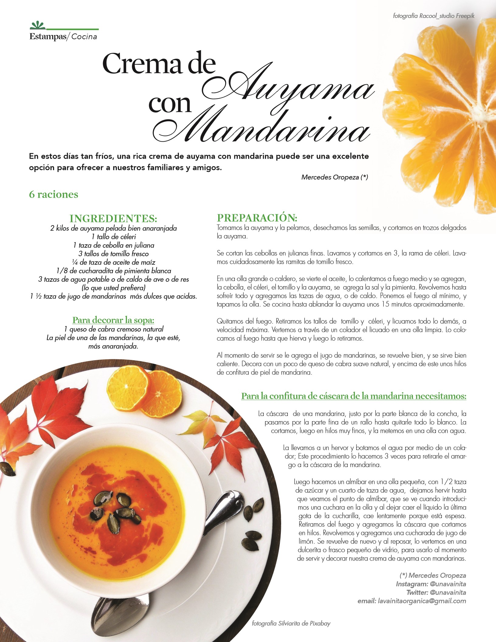 15-REV Gastronomia: Mercedes Oropeza - Crema de auyama con mandarina