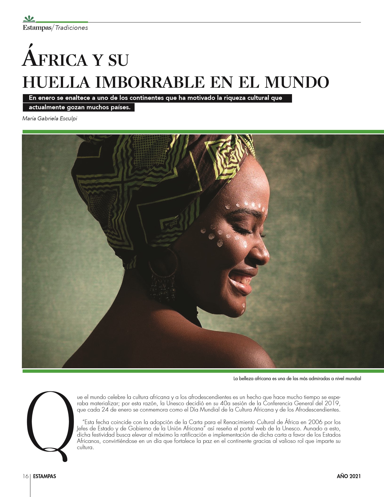 16-REV Historias: María Gabriela Esculpi - África y su huella imborrable en el mundo