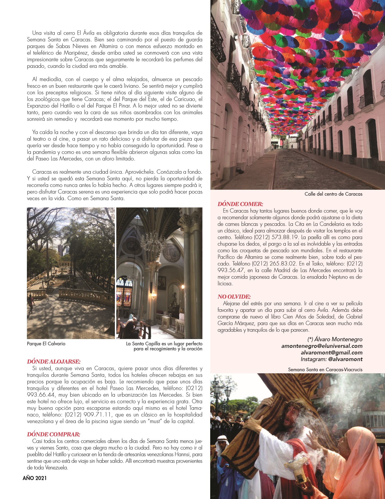 7-REV Entretenimiento Álvaro Montenegro Caracas en Semana Santa