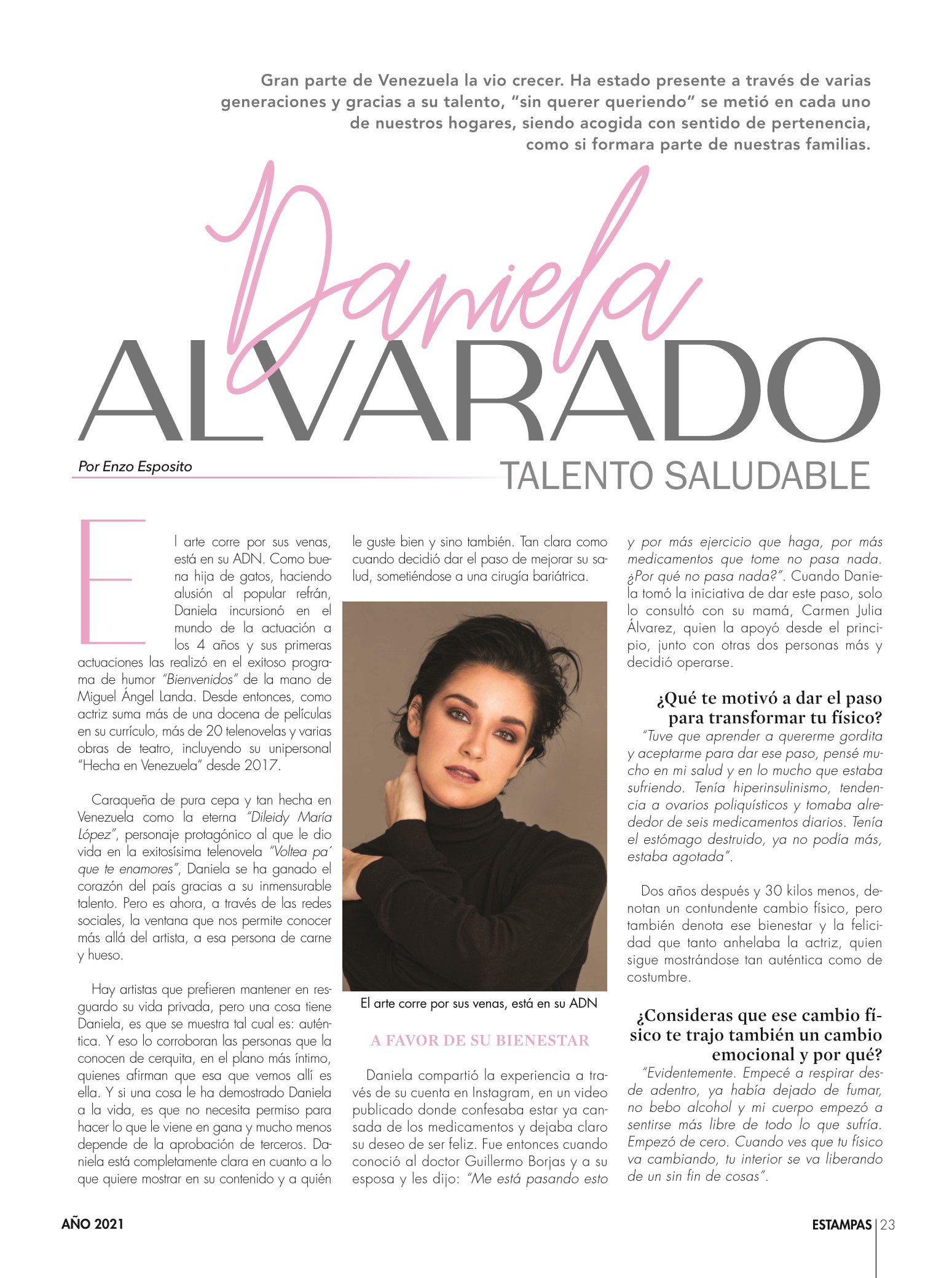 23-REV Entretenimiento Entrevista Enzo Esposito Daniela Alvarado Talento saludable