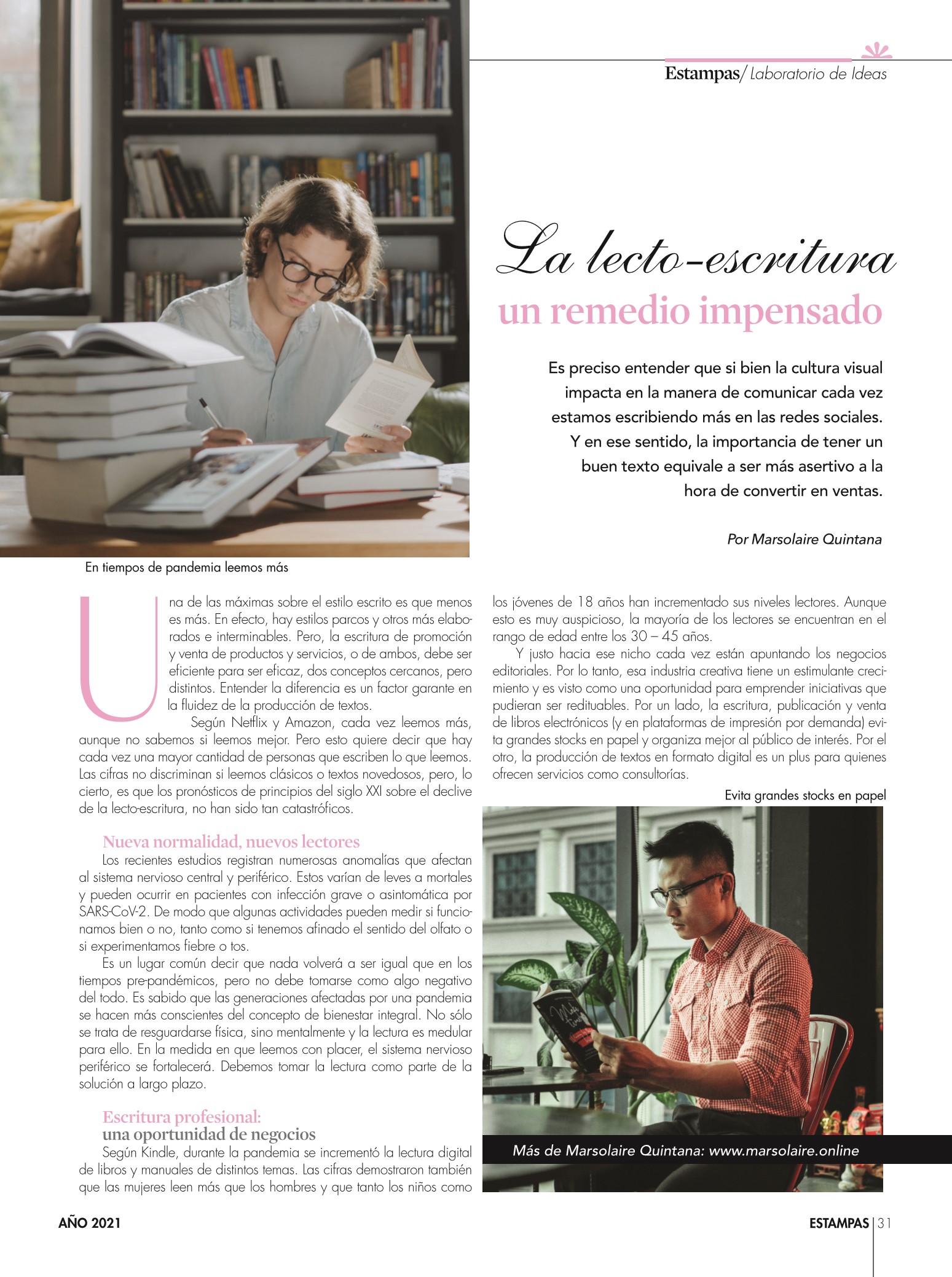 31-REV Entretenimiento Emprendedores Laboratorio de ideas Marsolaire Quintana La lecto escritura un remedio impensado