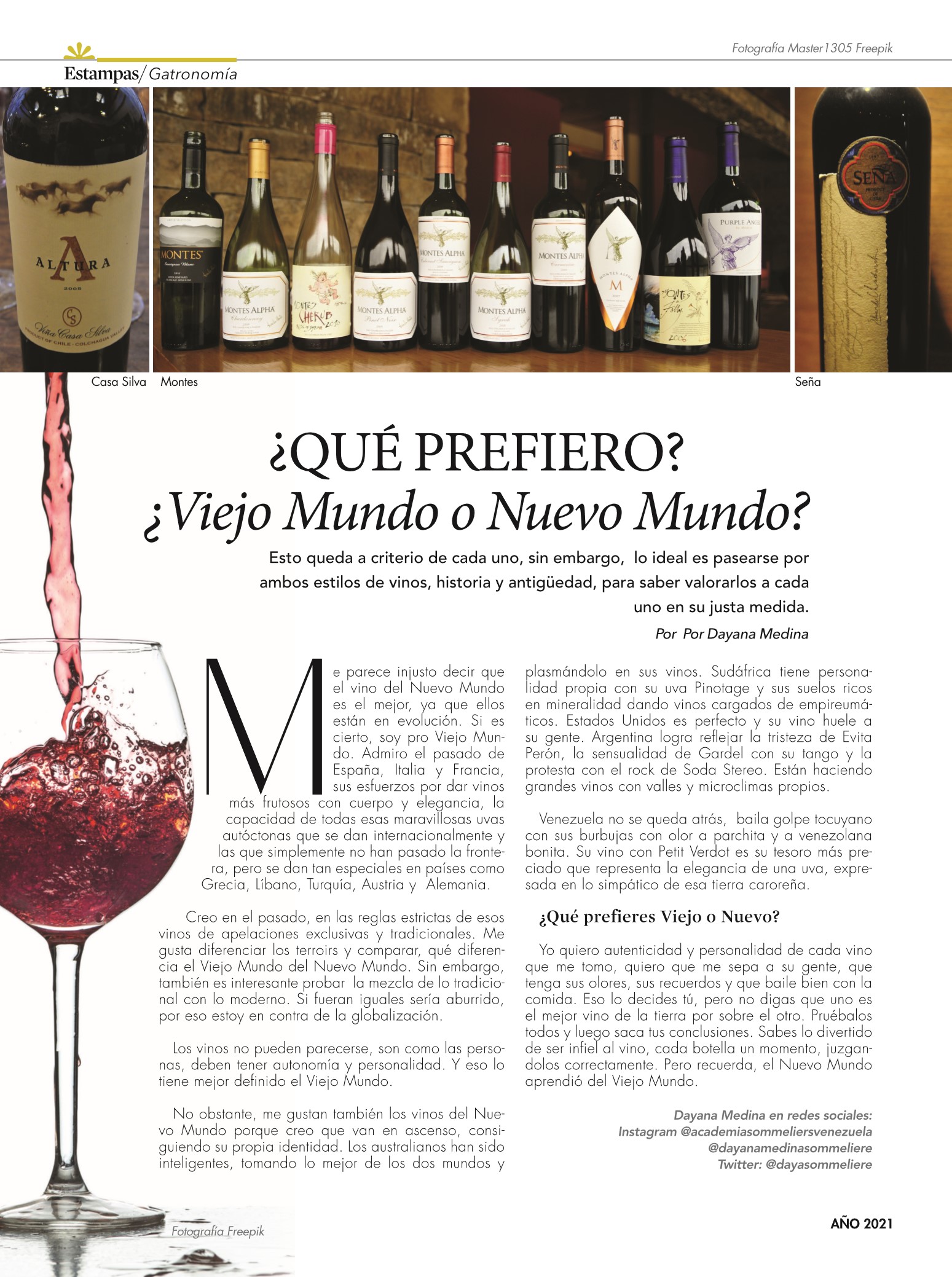 12-REV Cocina Enología Dayana Médina ¿Qué prefiero? ¿Viejo Mundo o Nuevo Mundo?
