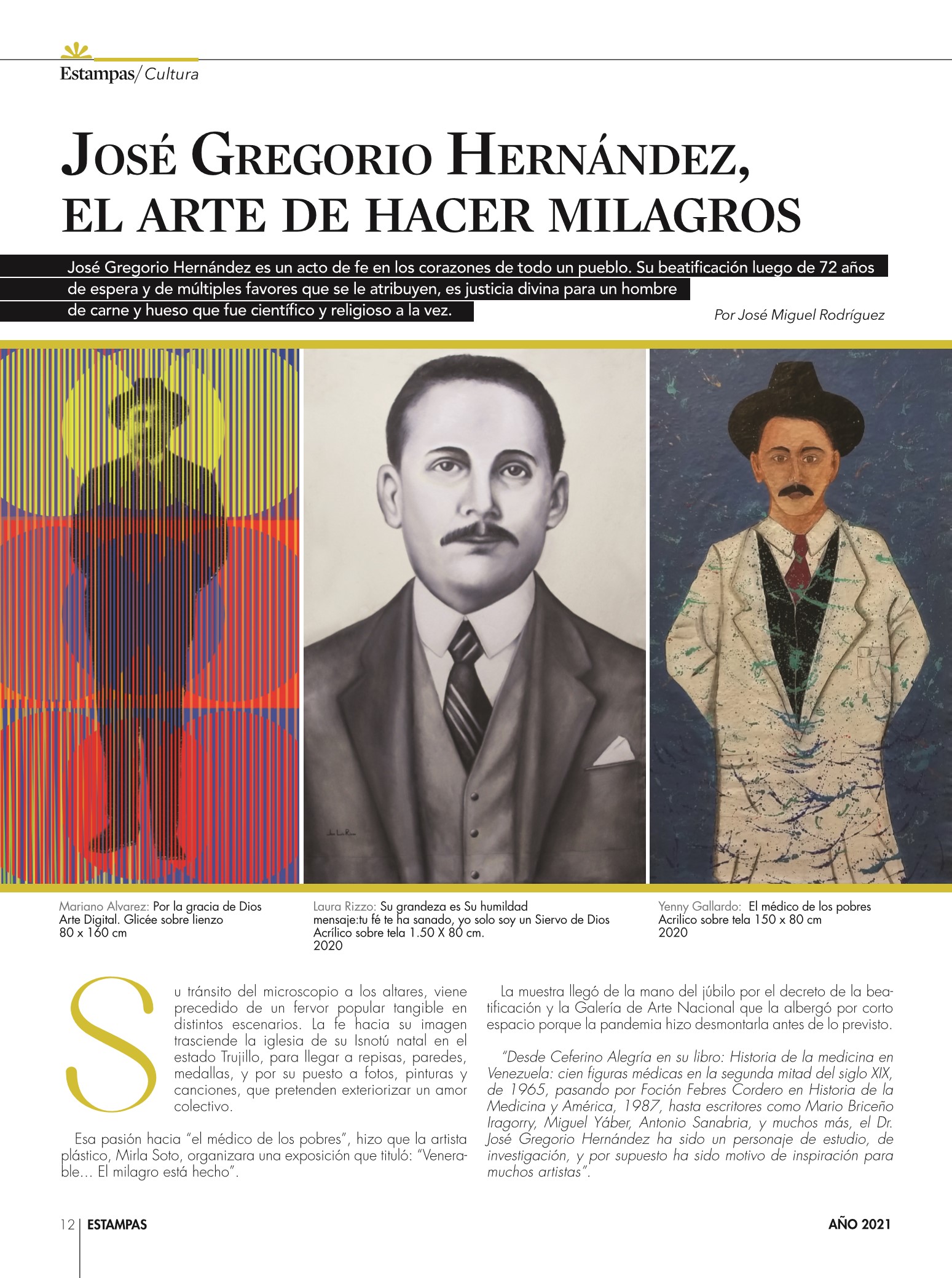 14-REV Entreteniniento Cultura José Miguel Rodríguez José Gregorio Hernández el arte de hacer milagros