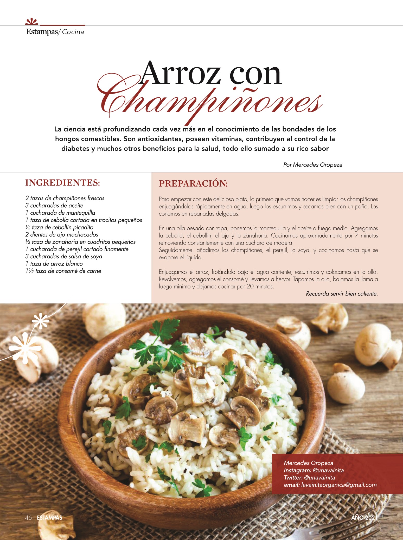 46-REV Cocina Gastronomía Mercedes Oropeza Arroz con champiñones 