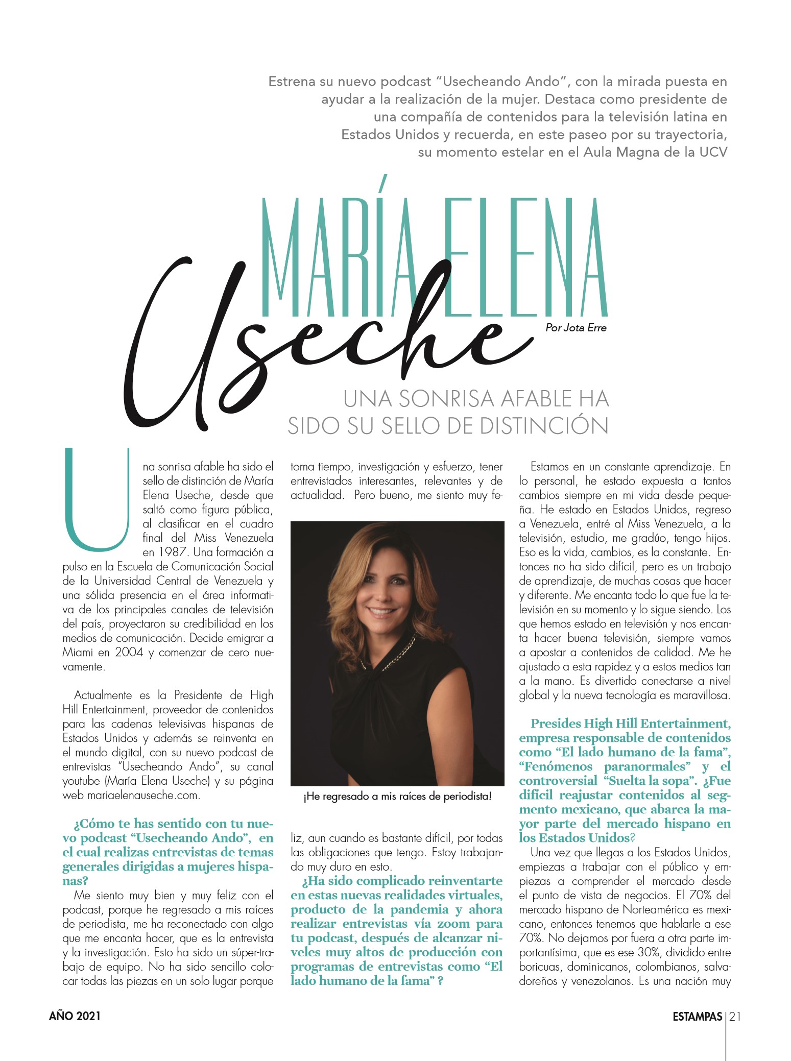 21-REV Entretenimiento Entrevista por Jota Erre María Elena Useche Mi triunfo no me lo quita nadie