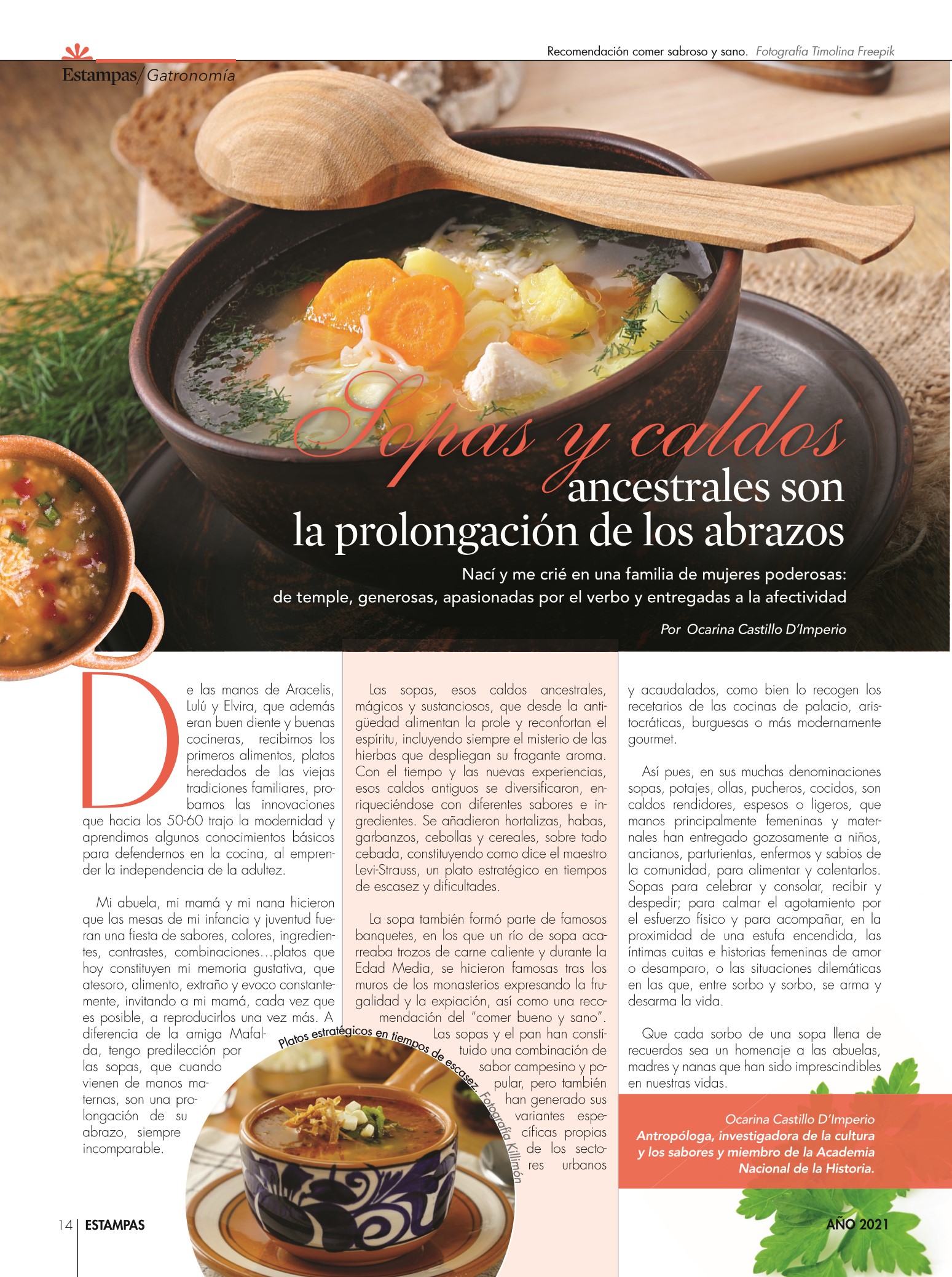 14-REV Cocina Gastronomía Por Ocarina Castillo D´Imperio Sopas y caldos ancestrales son la prolongación de los abrazos