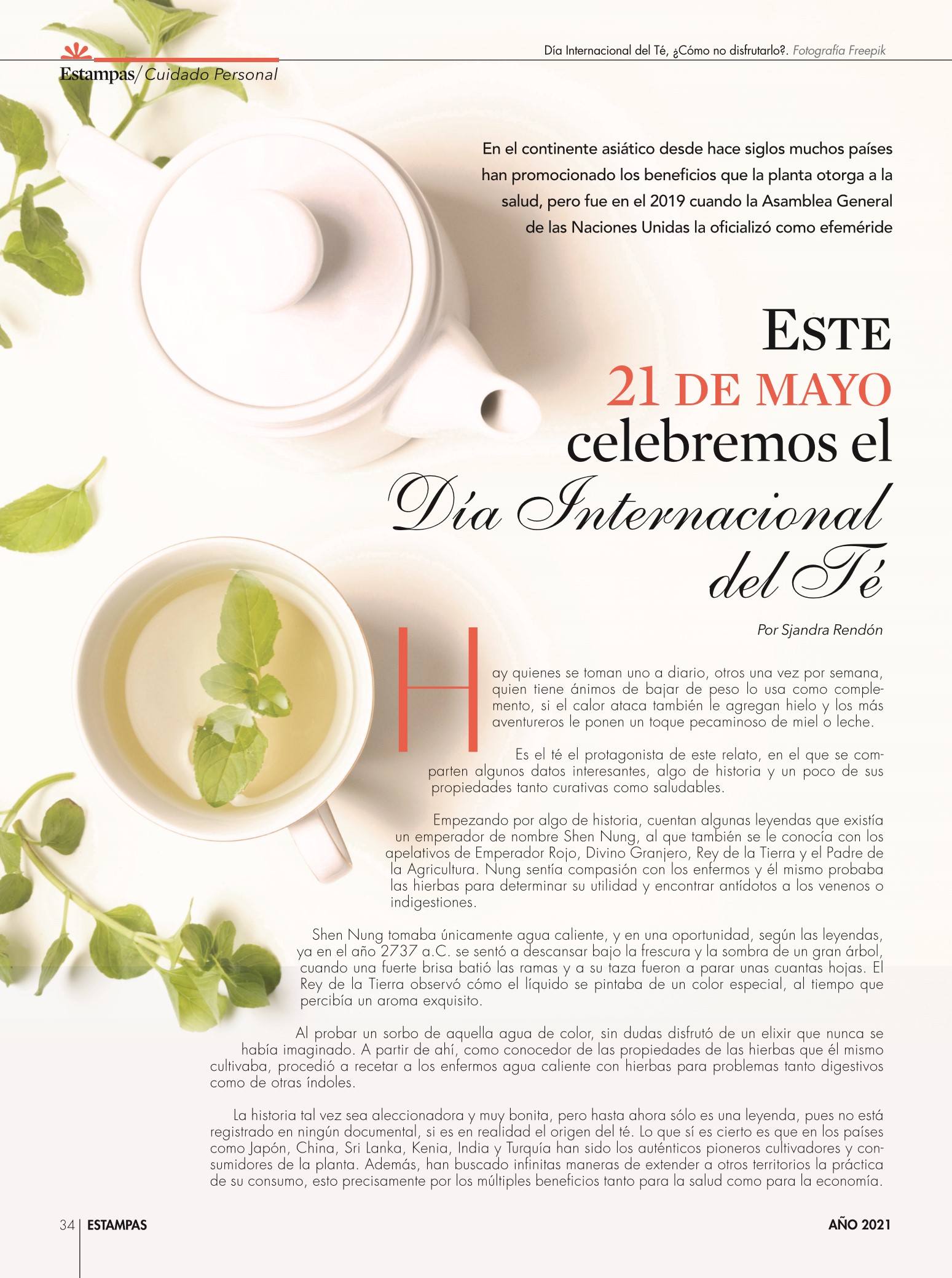 34-REV Entretenimiento Cultura Por Sjandra Rendón Este 21 de mayo celebremos el Día Internacional del Té