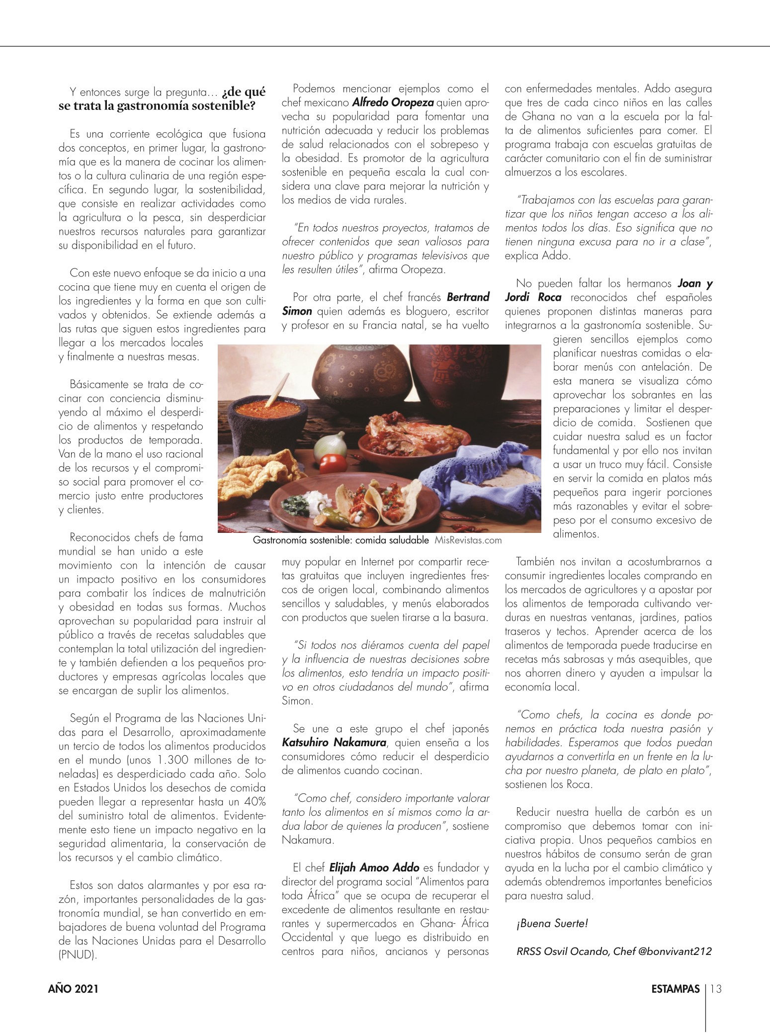 13-REV Gastronomía Osvil Ocando Una corriente culinaria en armonía con el planeta Tierra