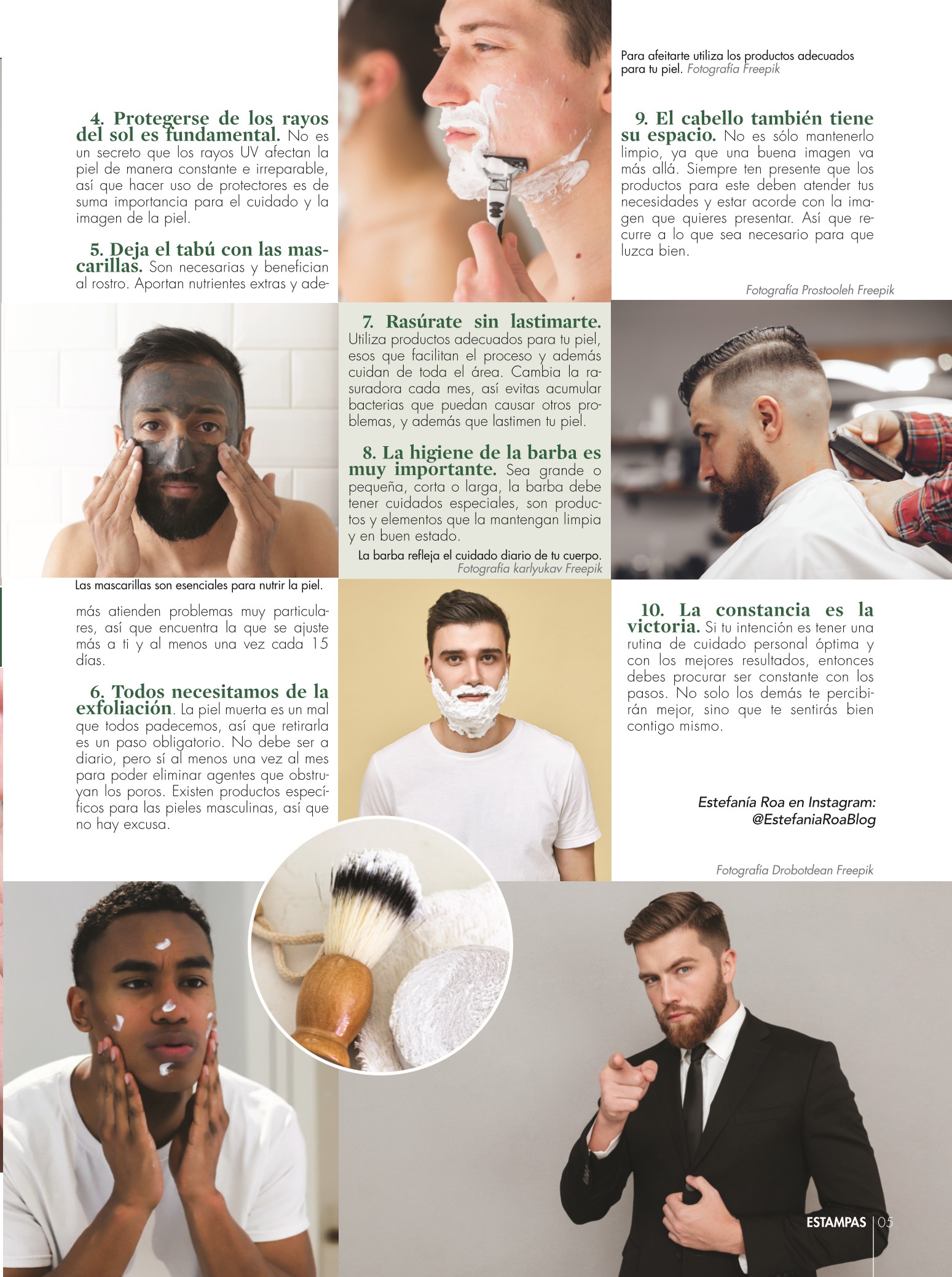 5-REV Belleza Estefanía Roa Los 10 mandamientos del cuidado personal masculino