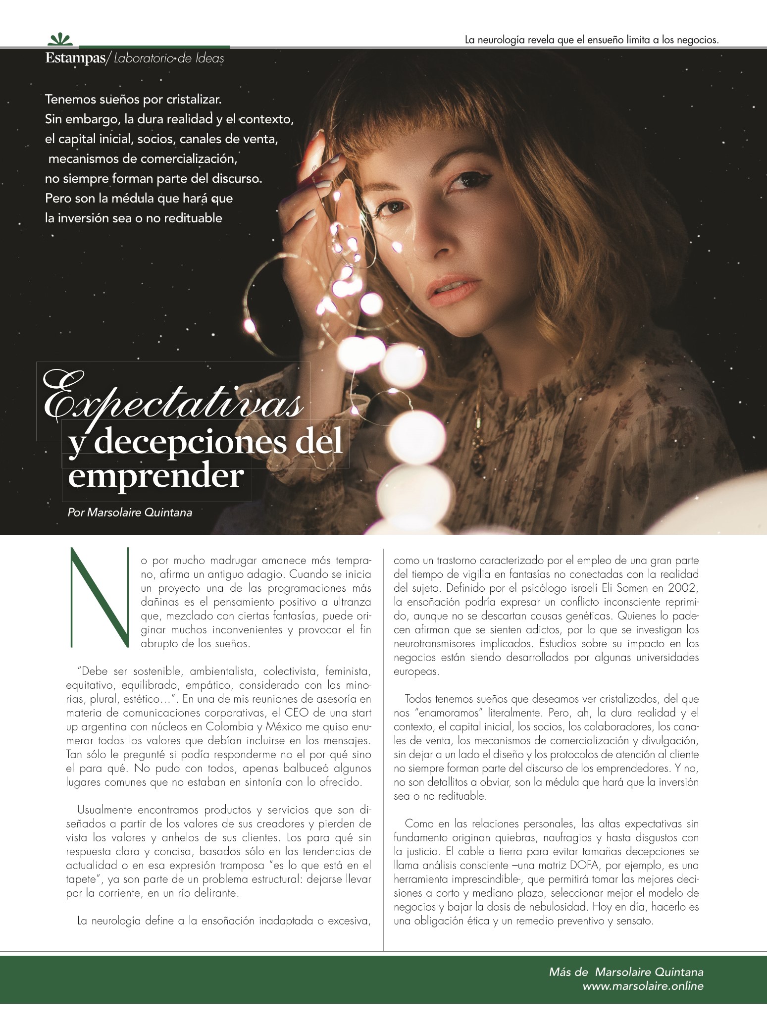 17-REV Emprendedores Laboratorio de ideas Marsolaire Quintana Expectativas y decepciones del emprender