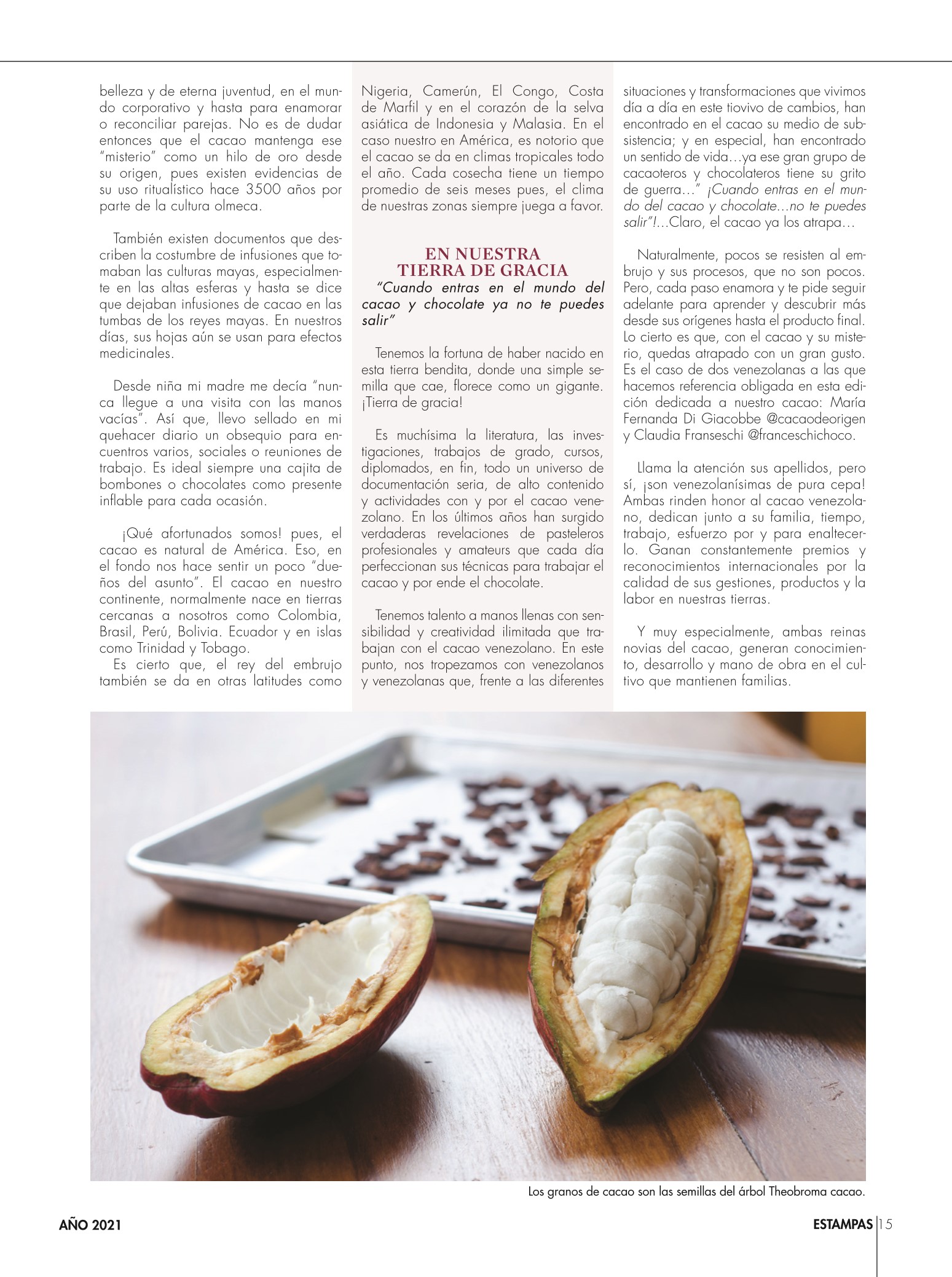 15-REV Cocina Gastronomía Osmelia Díaz Granados Cacao raro fuerte selvático tiene poder enamorar