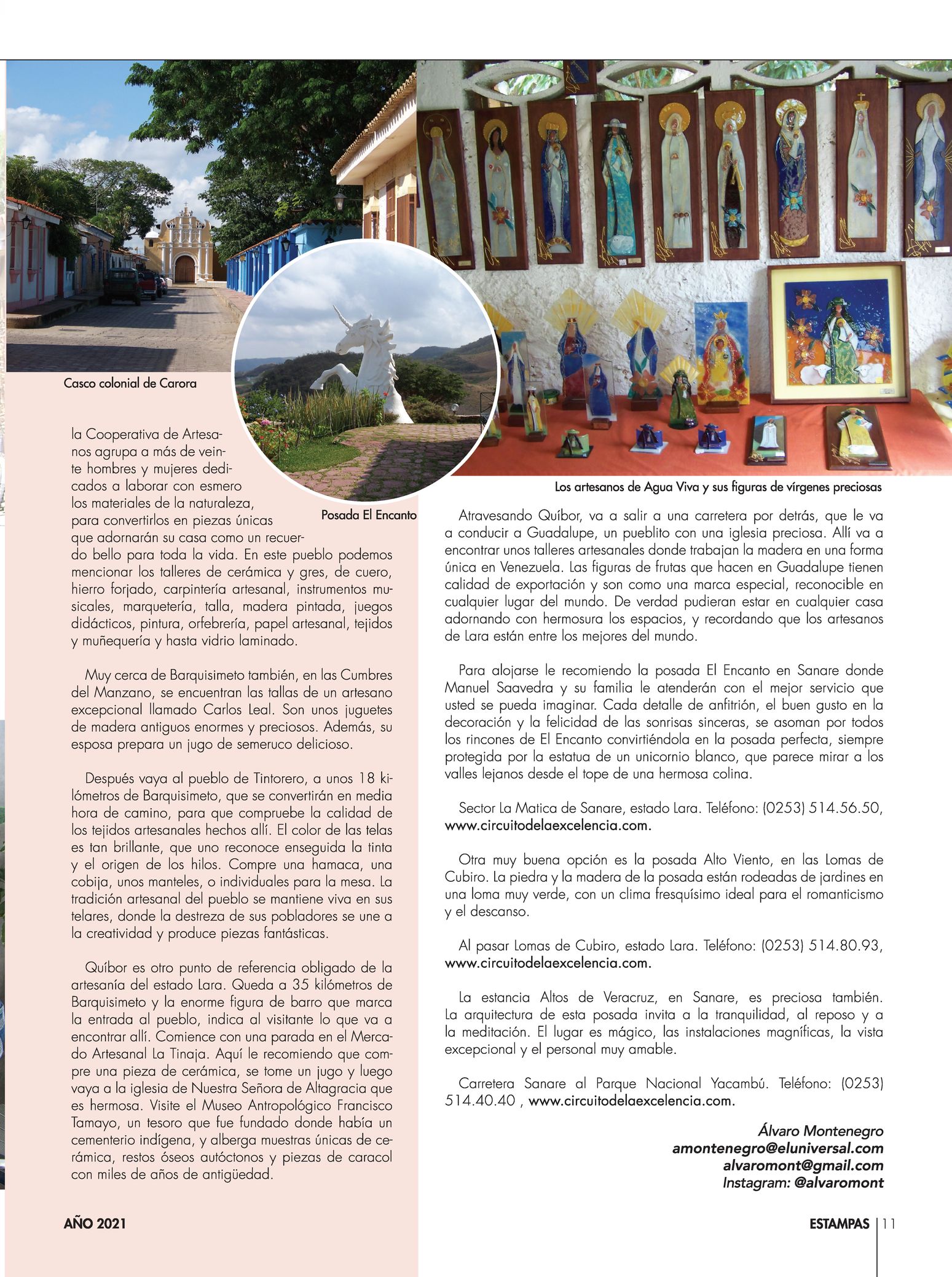 11-REV Turismo Entretenimiento Álvaro Montenegro La artesanía de Lara tiene calidad de exportación