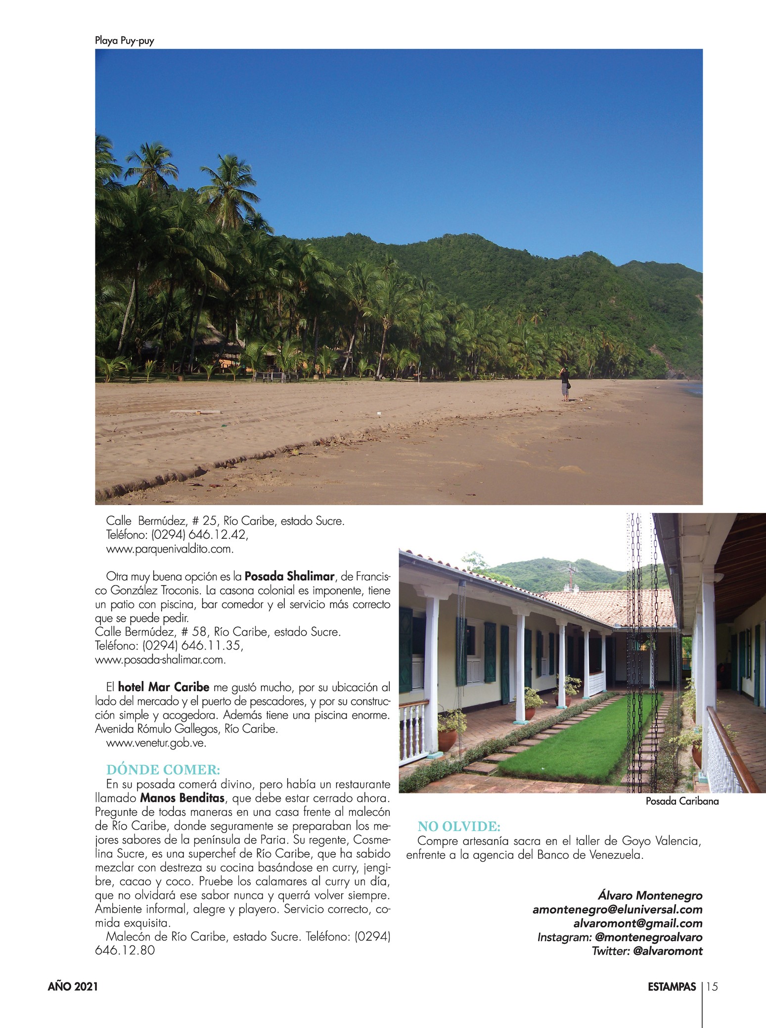 15-REV Turismo Alvaro Montenegro Río Caribe pueblo bello Sucre 