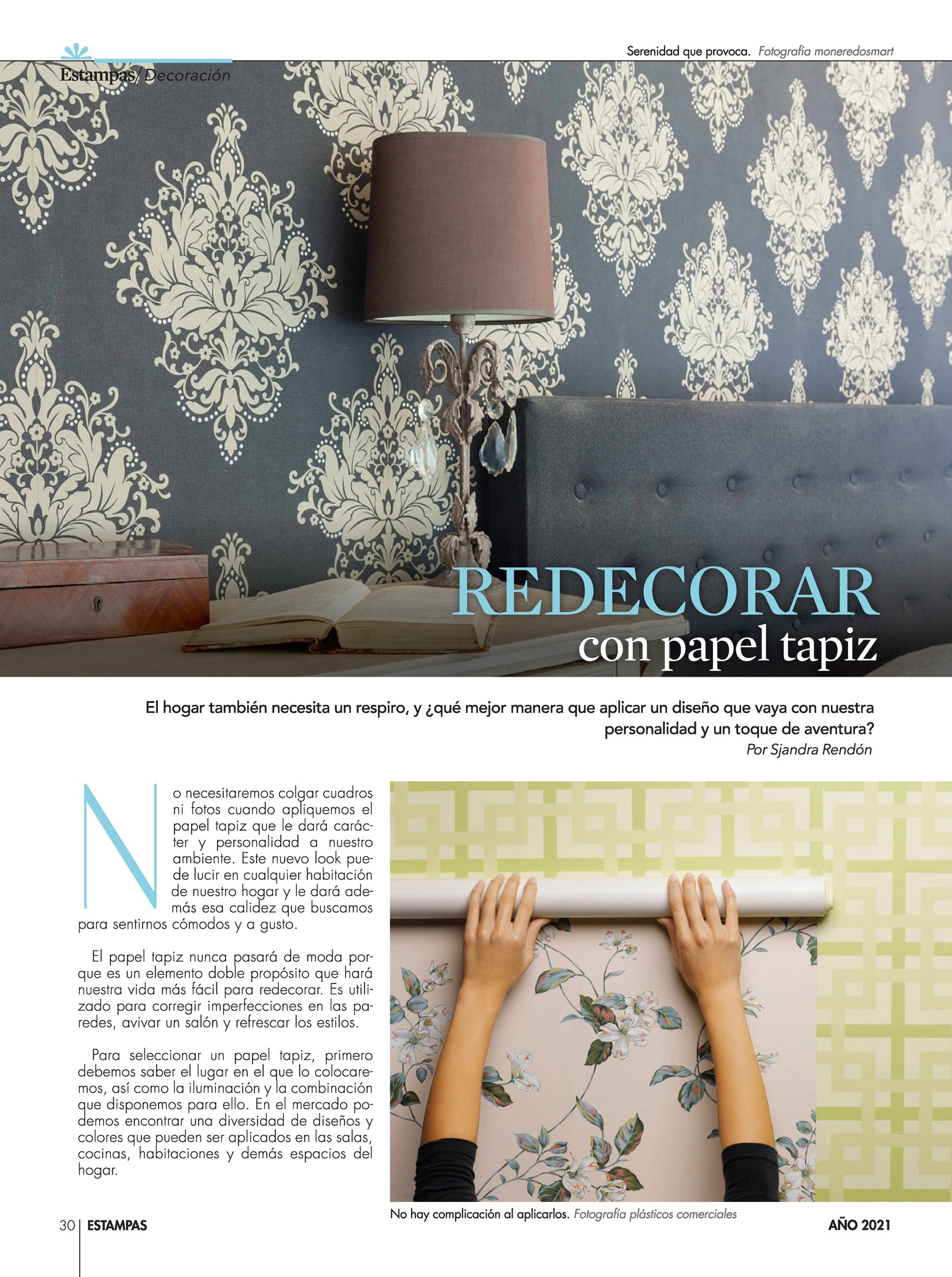 30-REV Decoración Sjandra Rendon Redecorar con papel tapiz 