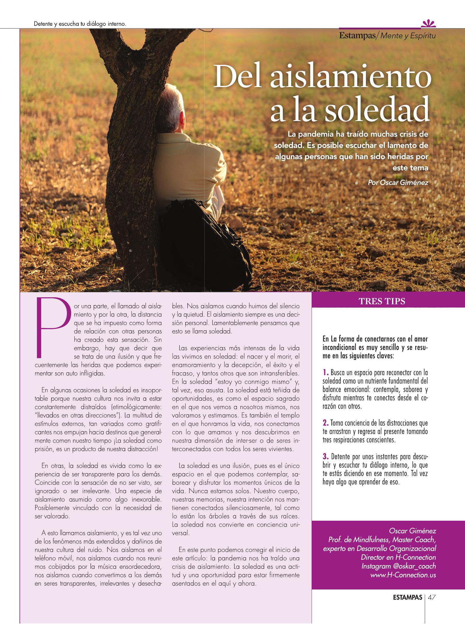 47-REV Bienestar  Mente y Espiritu Del aislamiento a la soledad