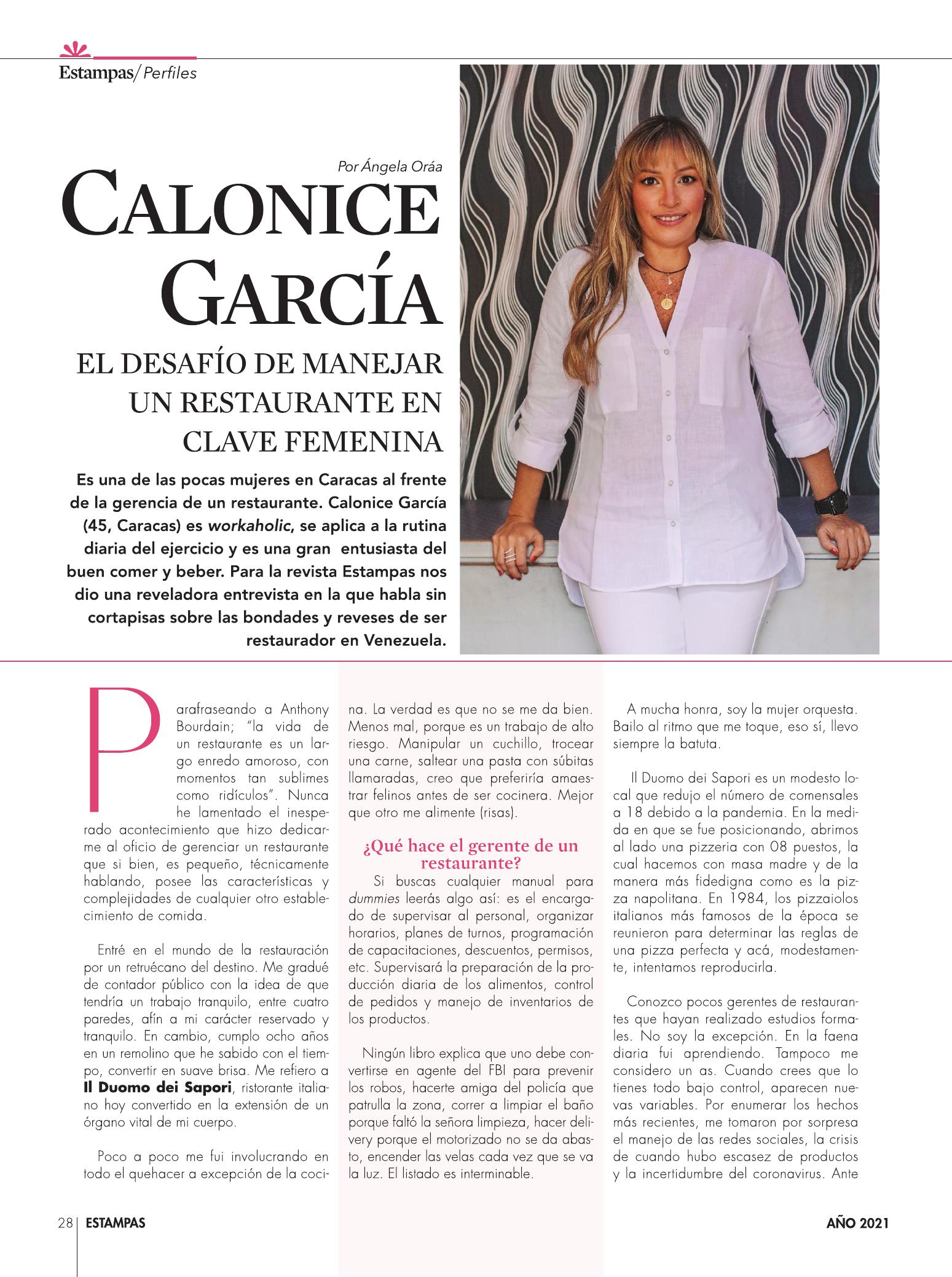 28-REV Perfiles Calonice García el desafío de manejar un restaurante en clave femenina