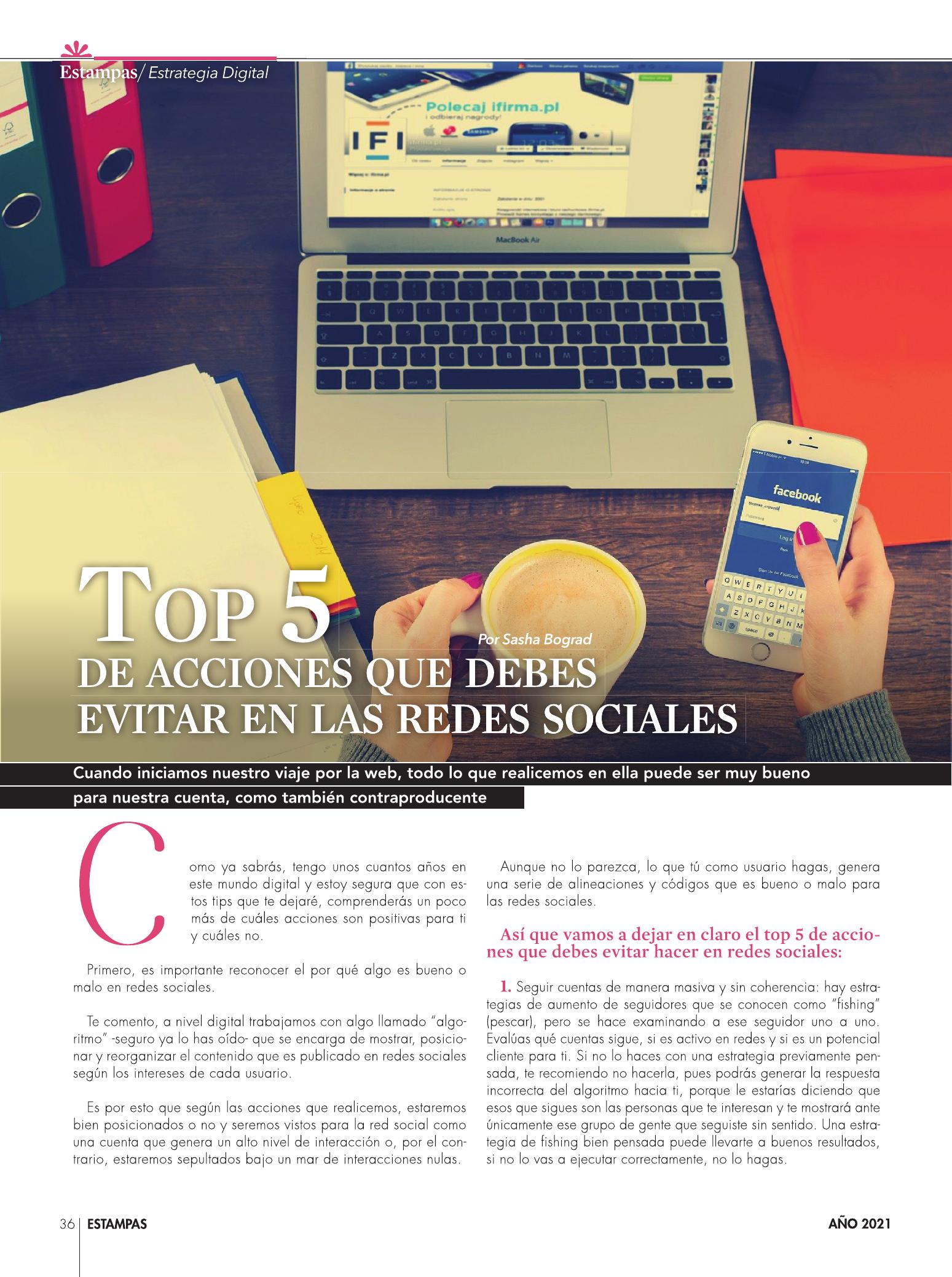 36-REV Tecnologia Entrono Digital Top 5 de acciones que debes evitar en las redes sociales