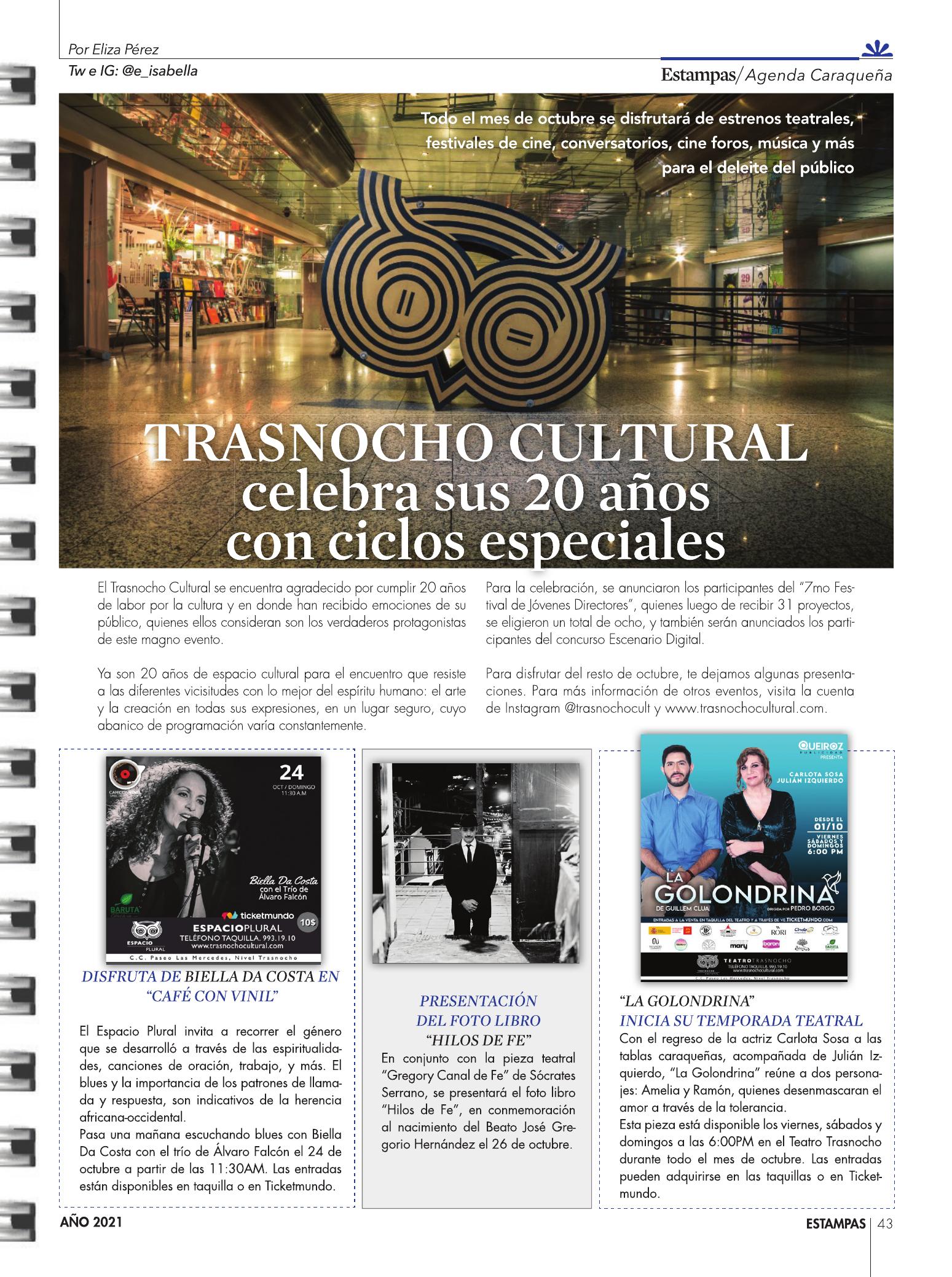 43-REV Cultura Agenda Caraqueña Trasnocho Cultural celebra sus 20 años con ciclos especiales