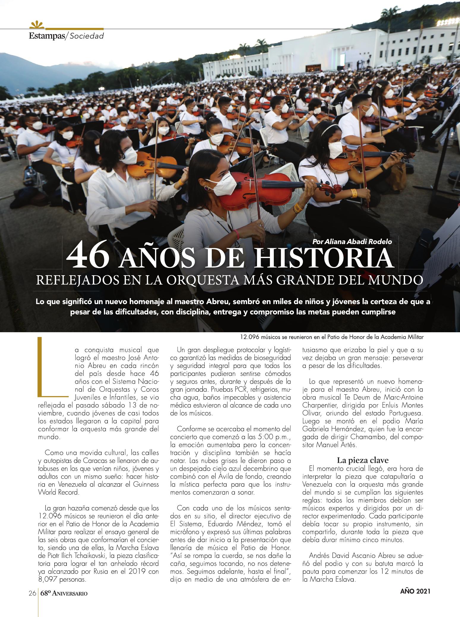 26-REV 46 años de historia reflejados en la orquesta mas grande del mundo